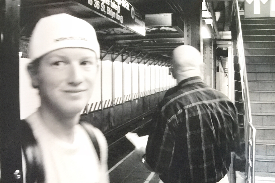 Black and White photo of subject in subway in NYC